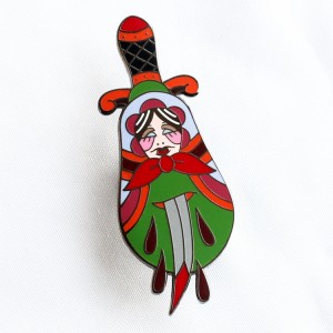 bleeding girl on knife hard enamel badges