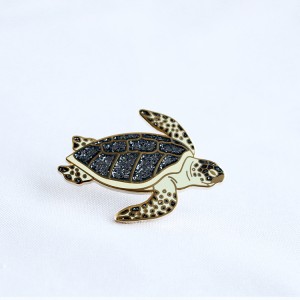 hard enamel turtle pins cartoon animal pins with glitter