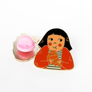 Foodie girl with the croissant hard enamel pins