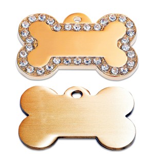 I-Golden Metal Dog TAGE eneDayimane Crystal Rhinestone