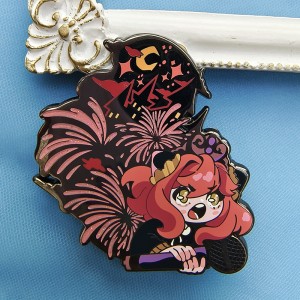 Customize 3D Metal Anime Glitter Lapel Pin Bulk Soft Hard Enamel Pins Badge Lovely Cartoon Girl Rose Gold Custom Enamel Pin