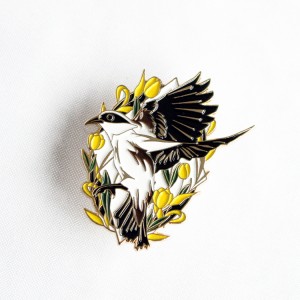 swallow bird pins in the yellow floral net pins