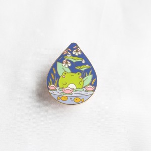 I-Wholesale Factory Price Frog Enamel Enamel Pins Izilwane Amabheji Ngokuphrinta kwe-UV