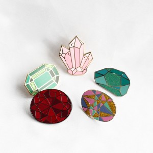 Different colors diamond pins with glitter and transparent