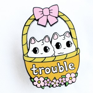 two cute kitty hard enamel pins