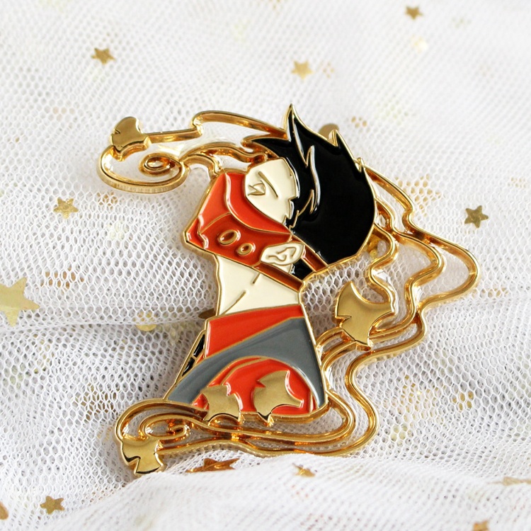 China Factory High Quality Anime Button Brooch Pin Metal Pink